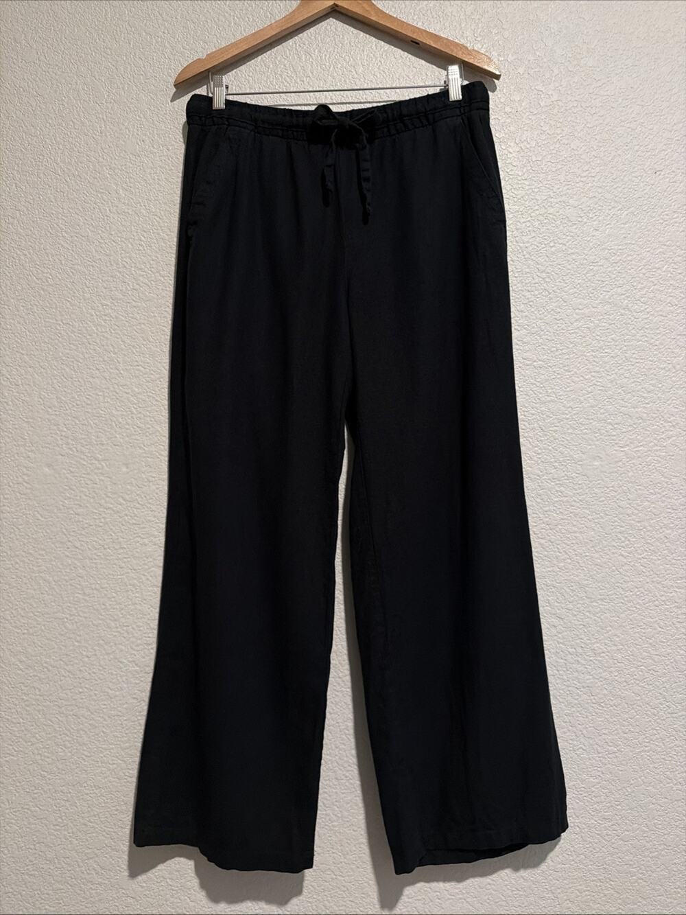 Old Navy Wide Leg Pant Coastal Lagenlook Cottage Nautical Boho Linen Blend M